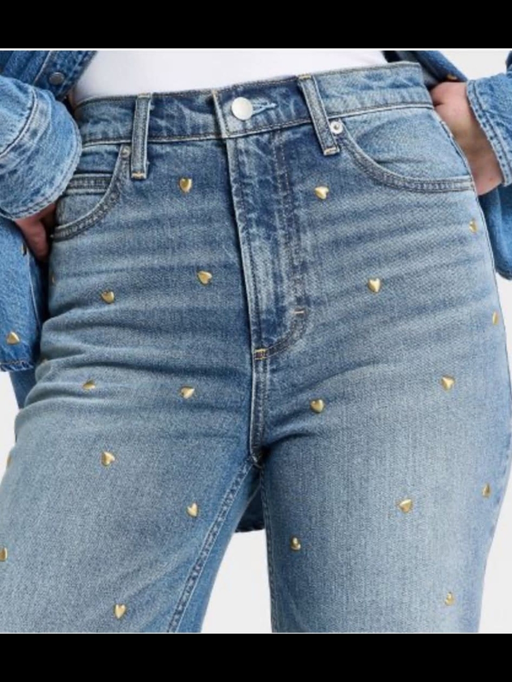 Universal Thread High-Rise Light Blue Jeans with Gold Heart Studs